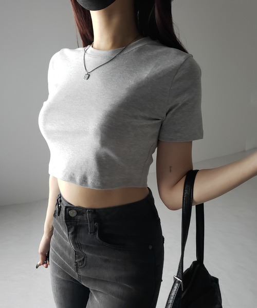 me+em select(ミームセレクト)の「【 3color 】BASIC ショートチビTシャツ / BASIC SHORT CHIBI T-SHIRTS(Tシャツ/カットソー・レディース・グレー/ホワイト/ブラック・FREE)」の21枚目の写真