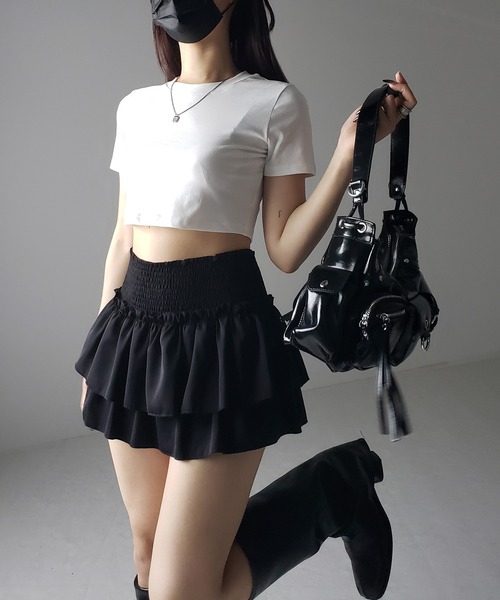 me+em select(ミームセレクト)の「【 3color 】BASIC ショートチビTシャツ / BASIC SHORT CHIBI T-SHIRTS(Tシャツ/カットソー・レディース・グレー/ホワイト/ブラック・FREE)」の7枚目の写真