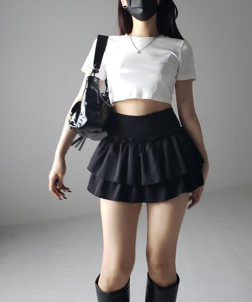 me+em select(ミームセレクト)の「【 3color 】BASIC ショートチビTシャツ / BASIC SHORT CHIBI T-SHIRTS(Tシャツ/カットソー・レディース・グレー/ホワイト/ブラック・FREE)」の8枚目の写真