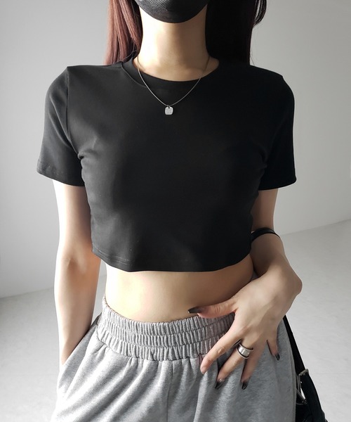 me+em select(ミームセレクト)の「【 3color 】BASIC ショートチビTシャツ / BASIC SHORT CHIBI T-SHIRTS(Tシャツ/カットソー・レディース・グレー/ホワイト/ブラック・FREE)」の10枚目の写真