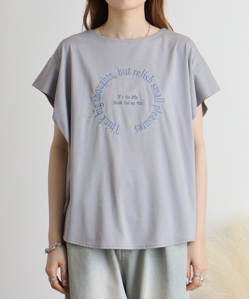 tシャツ BRODIAEA サークル刺繍ロゴ　極サラTシャツ レディース tシャツ BRODIAEA サークル刺繍ロゴ 極サラTシャツ レディース
