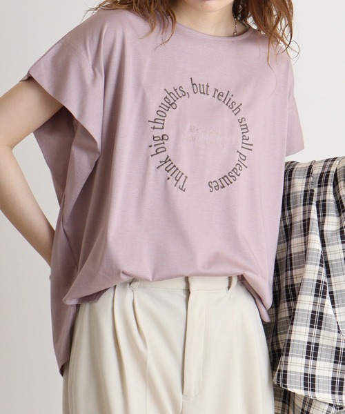 tシャツ BRODIAEA サークル刺繍ロゴ　極サラTシャツ レディース tシャツ BRODIAEA サークル刺繍ロゴ 極サラTシャツ レディース