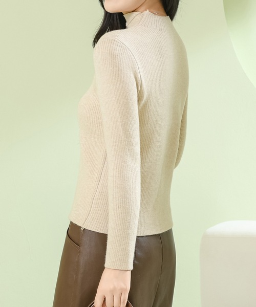 Lace Ladies（レースレディース）の「裏起毛 モックネック 長袖 リブ ニット プルオーバー（ニット/セーター・レディース・ベージュ/ホワイト/ブラウン/ブラック/アイボリー・FREE）」の18枚目の写真