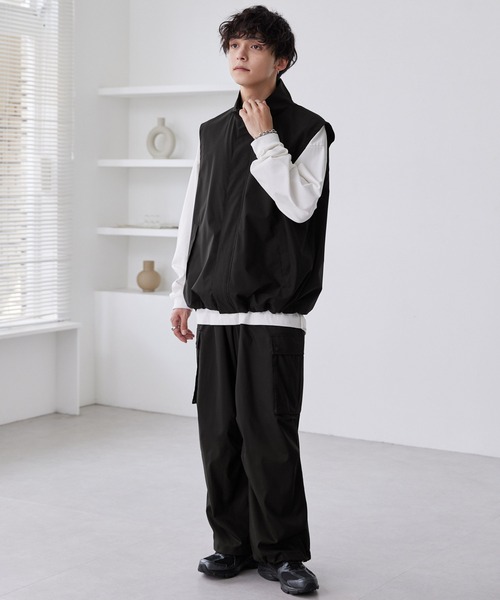 MONO-MART（モノマート）の「ワイドトラックパラシュートカーゴパンツ【セットアップ可能】（カーゴパンツ・メンズ・チャコール/ネイビー/ブラック/ライトグレー/ダークブラウン・L/S/M）」の12枚目の写真