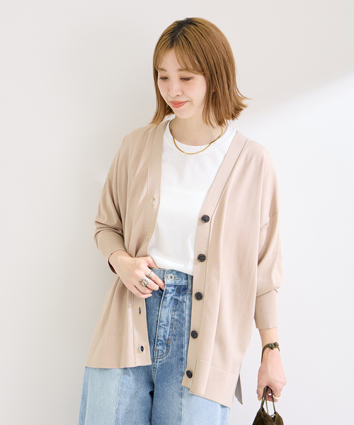 B.C STOCK(ベーセーストック)の「Vネックニットカーディガン(カーディガン/ボレロ・レディース・ブラック/ベージュ/レッド・FREE)」の18枚目の写真