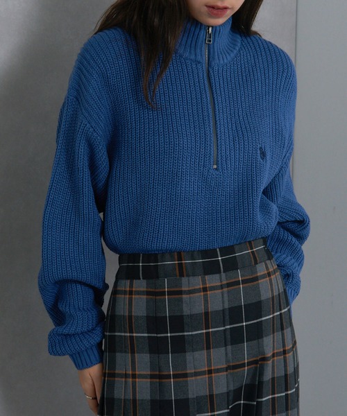 ニット セーター 「U.S. POLO ASSN.」「別注」ワンポイント刺繍ハーフジップニットトップス レディース U.S. POLO ASSN./別注ワンポイント刺繍ハーフジップニット【限定