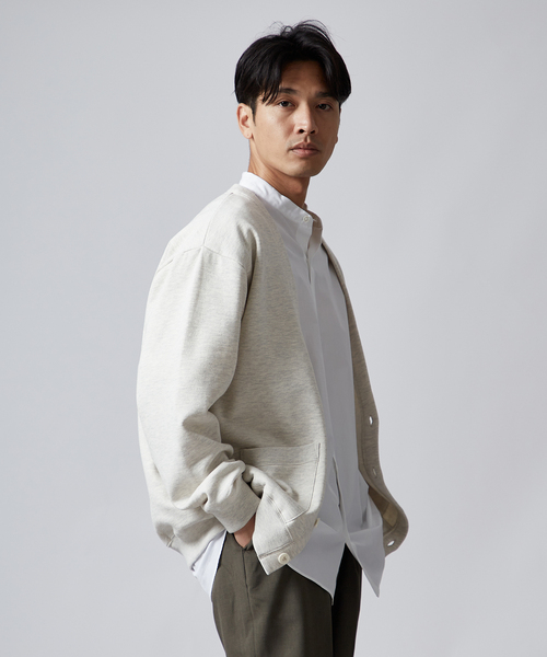 B.C STOCK(ベーセーストック)の「AIRTOWNE MILLS SWEAT Vネックカーディガン(カーディガン/ボレロ・メンズ・チョコ/ネイビー/ライトグレー/モスグリーン・MEDIUM/LARGE)」の7枚目の写真