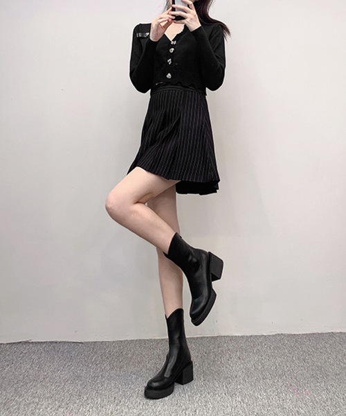 Lace Ladies(レースレディース)の「レザー調 厚底 ウエスタン ショート ブーツ(ブーツ・レディース・ブラック/ブラウン・22.5/23/23.5/24/24.5/ 25)」の4枚目の写真
