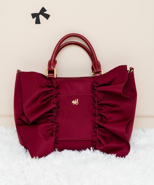 WILLSELECTION(ウィルセレクション)の「ネオプレンフリルバッグ(ショルダーバッグ・レディース・ブラック/ピンク/ボルドー・FREE)」の3枚目の写真