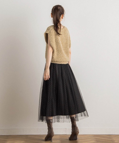 Droite lautreamont（ドロワットロートレアモン）の「ラメ刺繍チュールスカート（スカート・レディース・ブラック/キャメル・M）」の7枚目の写真
