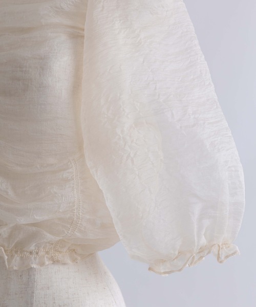 EN NEUME(エンノイム)の「Sheer Crinkled Top(シャツ/ブラウス・レディース・アイボリー/ブラック/イエロー×グリーン/ベージュ・FREE)」の11枚目の写真