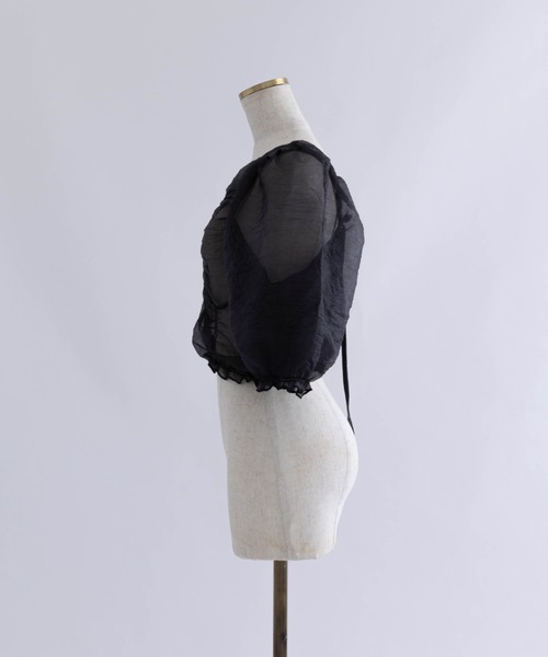 EN NEUME(エンノイム)の「Sheer Crinkled Top(シャツ/ブラウス・レディース・アイボリー/ブラック/イエロー×グリーン/ベージュ・FREE)」の7枚目の写真
