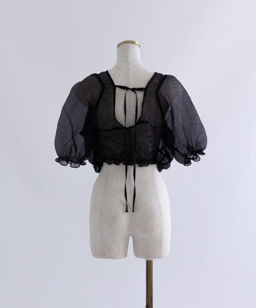 EN NEUME(エンノイム)の「Sheer Crinkled Top(シャツ/ブラウス・レディース・アイボリー/ブラック/イエロー×グリーン/ベージュ・FREE)」の8枚目の写真