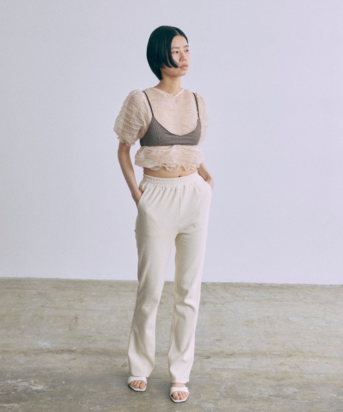 EN NEUME(エンノイム)の「Sheer Crinkled Top(シャツ/ブラウス・レディース・アイボリー/ブラック/イエロー×グリーン/ベージュ・FREE)」の18枚目の写真