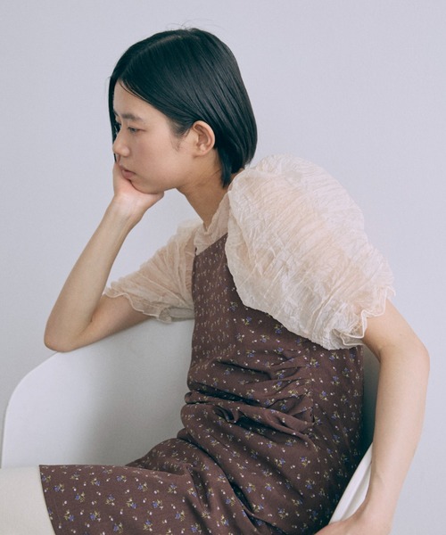 EN NEUME(エンノイム)の「Sheer Crinkled Top(シャツ/ブラウス・レディース・アイボリー/ブラック/イエロー×グリーン/ベージュ・FREE)」の19枚目の写真