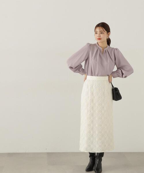 PROPORTION BODY DRESSING（プロポーションボディドレッシング）の「スタンドパールブラウス / 1214210915（シャツ/ブラウス・レディース・ブラウン系その他/ブルー/ホワイト系その他・SMALL/MEDIUM）」の9枚目の写真