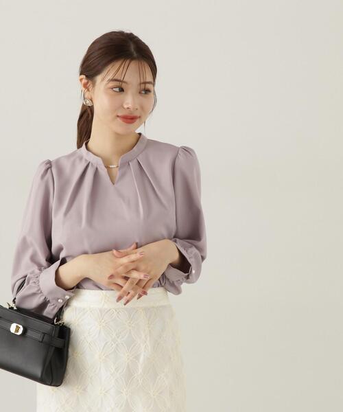 PROPORTION BODY DRESSING（プロポーションボディドレッシング）の「スタンドパールブラウス / 1214210915（シャツ/ブラウス・レディース・ブラウン系その他/ブルー/ホワイト系その他・SMALL/MEDIUM）」の2枚目の写真