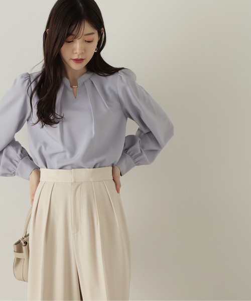 PROPORTION BODY DRESSING（プロポーションボディドレッシング）の「スタンドパールブラウス / 1214210915（シャツ/ブラウス・レディース・ブラウン系その他/ブルー/ホワイト系その他・SMALL/MEDIUM）」の3枚目の写真