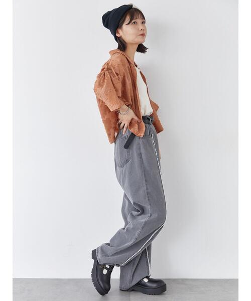 ehka sopo(エヘカソポ)の「ジャカードカットアウトシャツ(シャツ/ブラウス・レディース・ダークオレンジ/キナリ/ブルー/ブラック・F)」の11枚目の写真