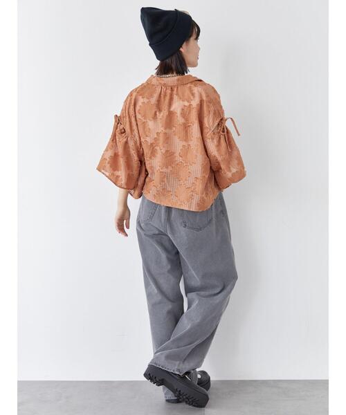 ehka sopo(エヘカソポ)の「ジャカードカットアウトシャツ(シャツ/ブラウス・レディース・ダークオレンジ/キナリ/ブルー/ブラック・F)」の12枚目の写真