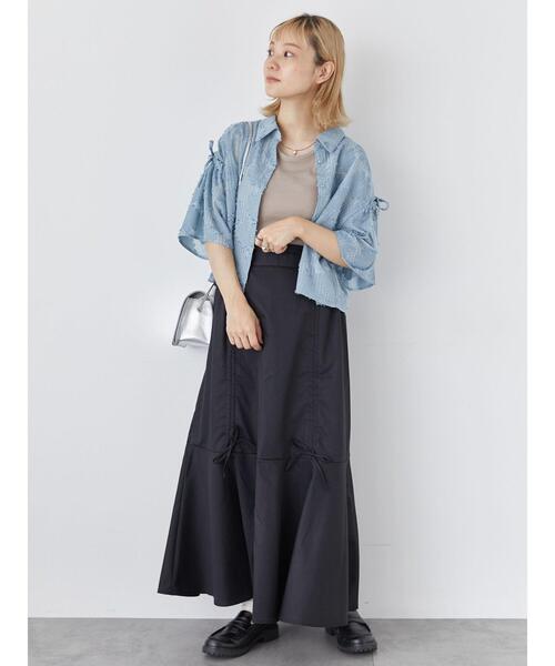 ehka sopo(エヘカソポ)の「ジャカードカットアウトシャツ(シャツ/ブラウス・レディース・ダークオレンジ/キナリ/ブルー/ブラック・F)」の16枚目の写真