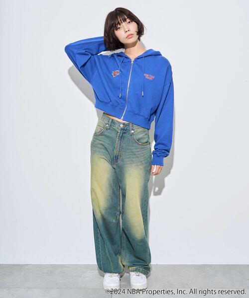 NBA（エヌビーエー）の「∴WEGO/別注NBAショートWZIPパーカー（パーカー・レディース・ブルー/杢グレー/ブラック/ホワイト・FREE）」の7枚目の写真