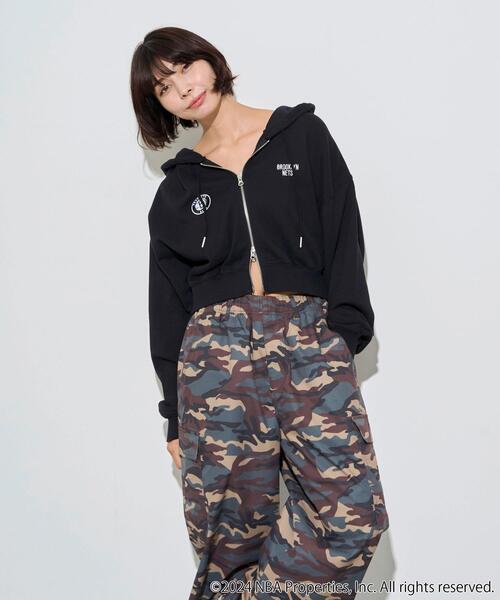 NBA（エヌビーエー）の「∴WEGO/別注NBAショートWZIPパーカー（パーカー・レディース・ブルー/杢グレー/ブラック/ホワイト・FREE）」の6枚目の写真