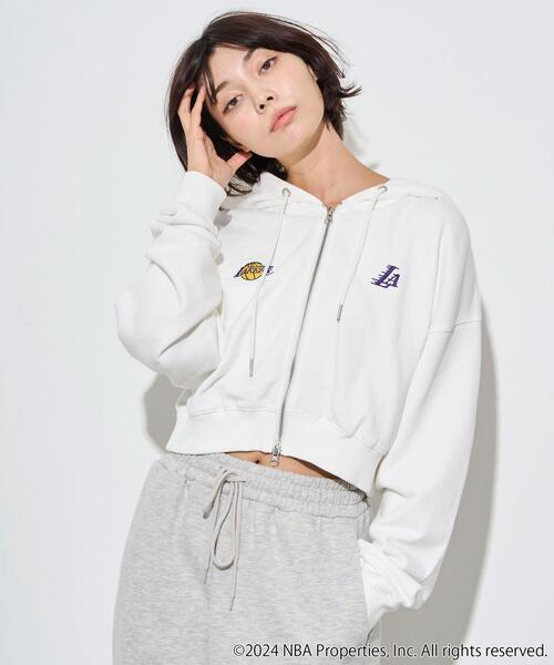 NBA（エヌビーエー）の「∴WEGO/別注NBAショートWZIPパーカー（パーカー・レディース・ブルー/杢グレー/ブラック/ホワイト・FREE）」の8枚目の写真