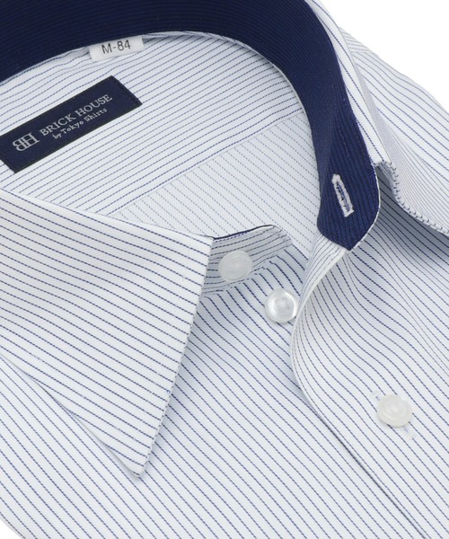 TOKYO SHIRTS（トウキョウシャツ）の「透け防止 形態安定ノーアイロン レギュラー 長袖ビジネスワイシャツ（ビジネスシャツ・メンズ・ブルー・首回り39cm-裄丈80cm/首回り39cm-裄丈84cm/首回り41cm-裄丈82cm/首回り41cm-裄丈86cm/首回り42cm-裄丈82cm/首回り42cm-裄丈86cm/首回り43cm-裄丈82cm/首回り43cm-裄丈86cm/首回り37cm-裄丈80cm/首回り37cm-裄丈84cm）」の2枚目の写真