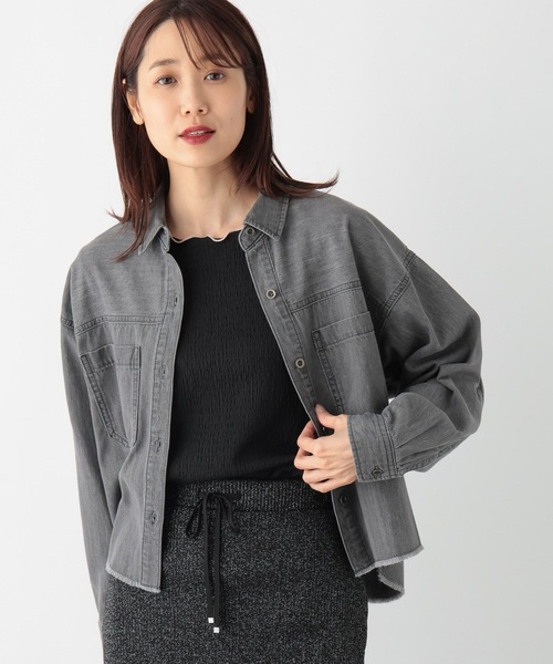 GLOBAL WORK(グローバルワーク)の「GOODデニムクロップドシャツ/115551(シャツ/ブラウス・レディース・ブルー/ライトブルー/グレー・FREE)」の8枚目の写真