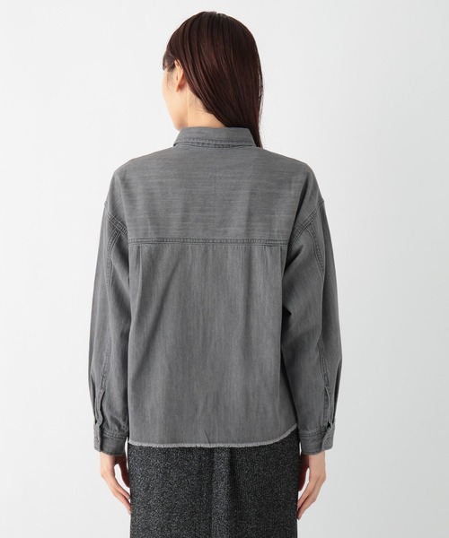 ぽむ GLOBAL WORK ブラウス シャツ GOODデニムクロップドシャツ