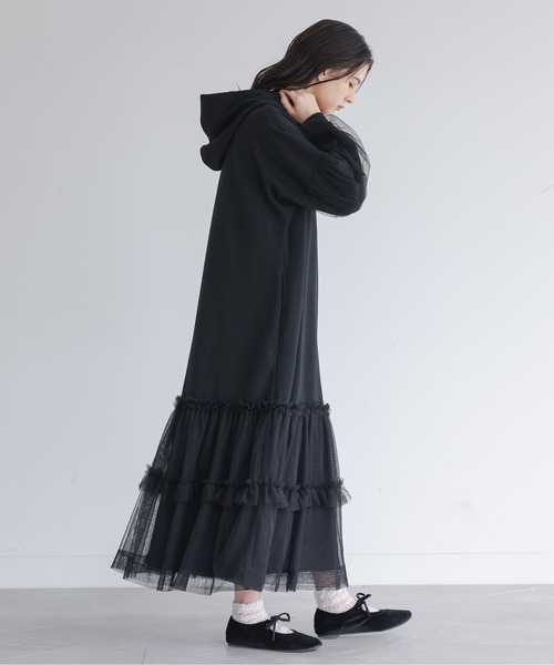 somari imagination(ソマリ イマジネーション)の「『チュールドッキング裏毛ワンピース』(ワンピース・レディース・ブラック/杢グレー・FREE)」の7枚目の写真