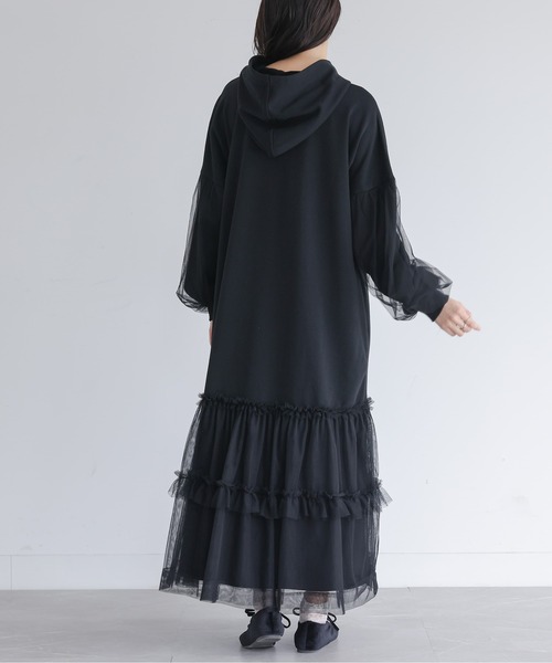 somari imagination(ソマリ イマジネーション)の「『チュールドッキング裏毛ワンピース』(ワンピース・レディース・ブラック/杢グレー・FREE)」の4枚目の写真