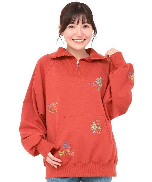 チチカカ（チチカカ）の「スケッチ刺繍ハーフジッププルオーバー（スウェット・レディース・アイボリー/パープル/レッド・FREE）」の10枚目の写真