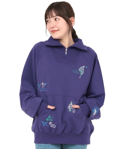 チチカカ（チチカカ）の「スケッチ刺繍ハーフジッププルオーバー（スウェット・レディース・アイボリー/パープル/レッド・FREE）」の9枚目の写真