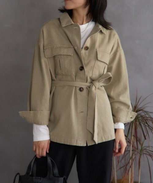TRIANGLE PALETTE（トライアングルパレット）の「ミリタリーツイルジャケット（その他アウター・レディース・ベージュ/カーキ・FREE）」の7枚目の写真