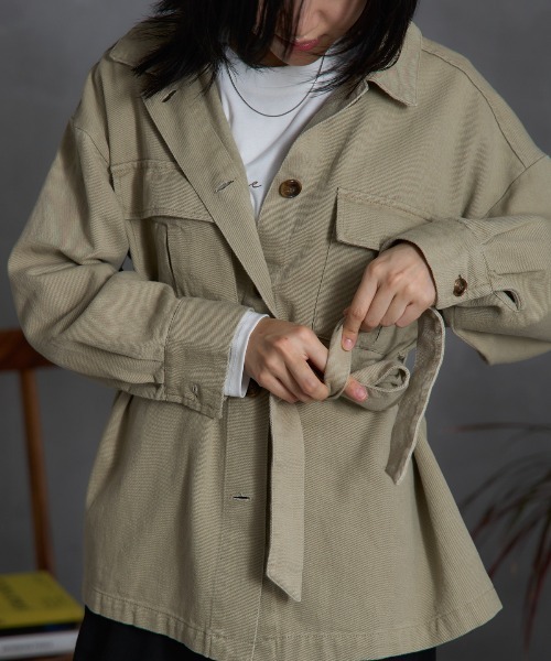 TRIANGLE PALETTE（トライアングルパレット）の「ミリタリーツイルジャケット（その他アウター・レディース・ベージュ/カーキ・FREE）」の11枚目の写真