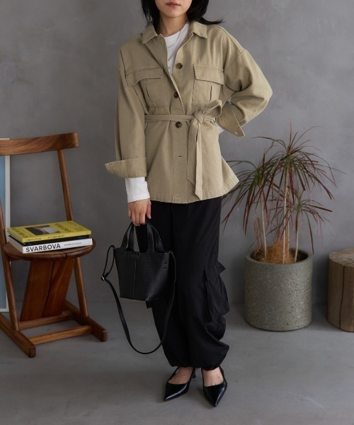 TRIANGLE PALETTE（トライアングルパレット）の「ミリタリーツイルジャケット（その他アウター・レディース・ベージュ/カーキ・FREE）」の13枚目の写真