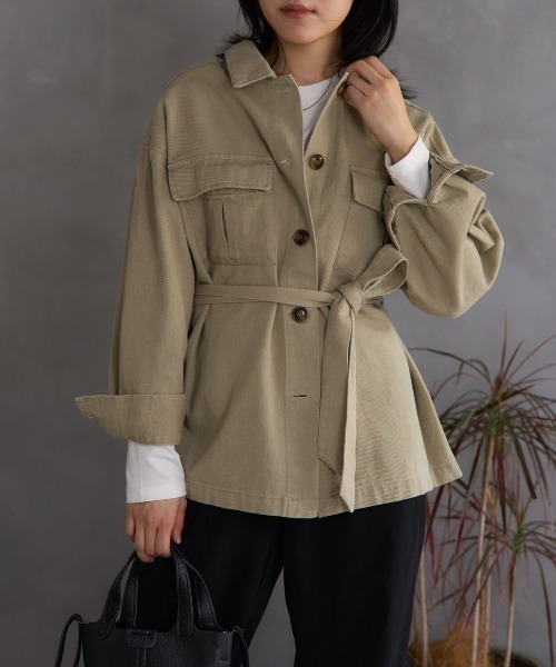 TRIANGLE PALETTE（トライアングルパレット）の「ミリタリーツイルジャケット（その他アウター・レディース・ベージュ/カーキ・FREE）」の6枚目の写真