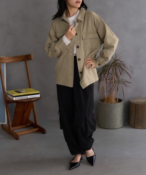 TRIANGLE PALETTE（トライアングルパレット）の「ミリタリーツイルジャケット（その他アウター・レディース・ベージュ/カーキ・FREE）」の15枚目の写真