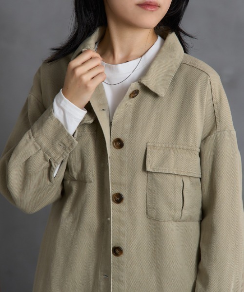 TRIANGLE PALETTE（トライアングルパレット）の「ミリタリーツイルジャケット（その他アウター・レディース・ベージュ/カーキ・FREE）」の12枚目の写真