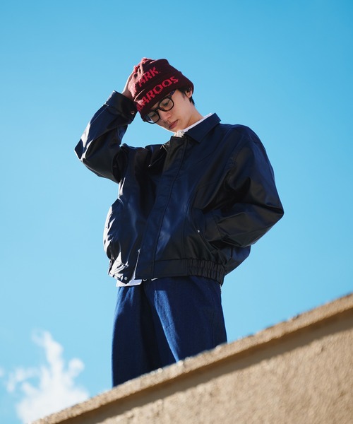 Adoon plain（アドーンプレーン）の「VINTAGE LIKE ARTIFICIAL GRAIN JACKET / ヴィンテージライク合皮ジャケット（ブルゾン・メンズ・ブラック系/ブラック・LARGE/MEDIUM）」の21枚目の写真