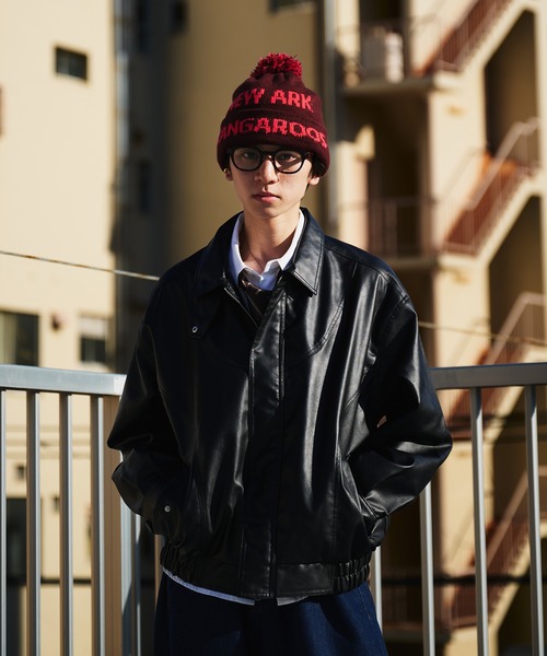 Adoon plain（アドーンプレーン）の「VINTAGE LIKE ARTIFICIAL GRAIN JACKET / ヴィンテージライク合皮ジャケット（ブルゾン・メンズ・ブラック系/ブラック・LARGE/MEDIUM）」の13枚目の写真