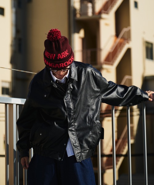 Adoon plain（アドーンプレーン）の「VINTAGE LIKE ARTIFICIAL GRAIN JACKET / ヴィンテージライク合皮ジャケット（ブルゾン・メンズ・ブラック系/ブラック・LARGE/MEDIUM）」の14枚目の写真