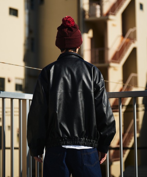 Adoon plain（アドーンプレーン）の「VINTAGE LIKE ARTIFICIAL GRAIN JACKET / ヴィンテージライク合皮ジャケット（ブルゾン・メンズ・ブラック系/ブラック・LARGE/MEDIUM）」の15枚目の写真