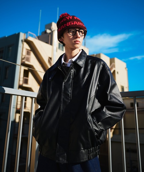 Adoon plain（アドーンプレーン）の「VINTAGE LIKE ARTIFICIAL GRAIN JACKET / ヴィンテージライク合皮ジャケット（ブルゾン・メンズ・ブラック系/ブラック・LARGE/MEDIUM）」の11枚目の写真