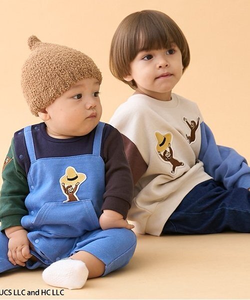 セール】【おさるのジョージ】サロペット風カバーオール（ロンパース