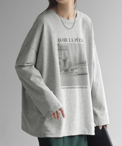HUG.U(ハグユー)の「プリントフォトロンT(Tシャツ/カットソー・レディース・ホワイト/オレンジ/カーキ/ブラック/ライトグレー・FREE)」の16枚目の写真