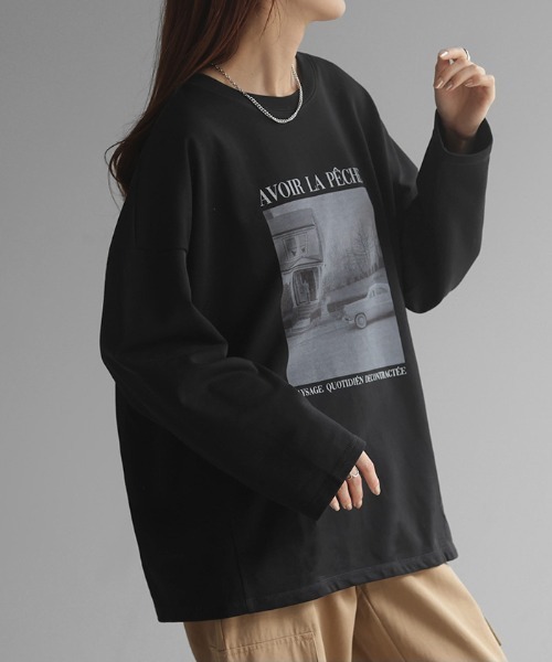 HUG.U(ハグユー)の「プリントフォトロンT(Tシャツ/カットソー・レディース・ホワイト/オレンジ/カーキ/ブラック/ライトグレー・FREE)」の20枚目の写真