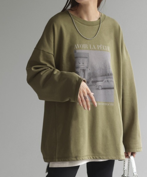 HUG.U(ハグユー)の「プリントフォトロンT(Tシャツ/カットソー・レディース・ホワイト/オレンジ/カーキ/ブラック/ライトグレー・FREE)」の10枚目の写真